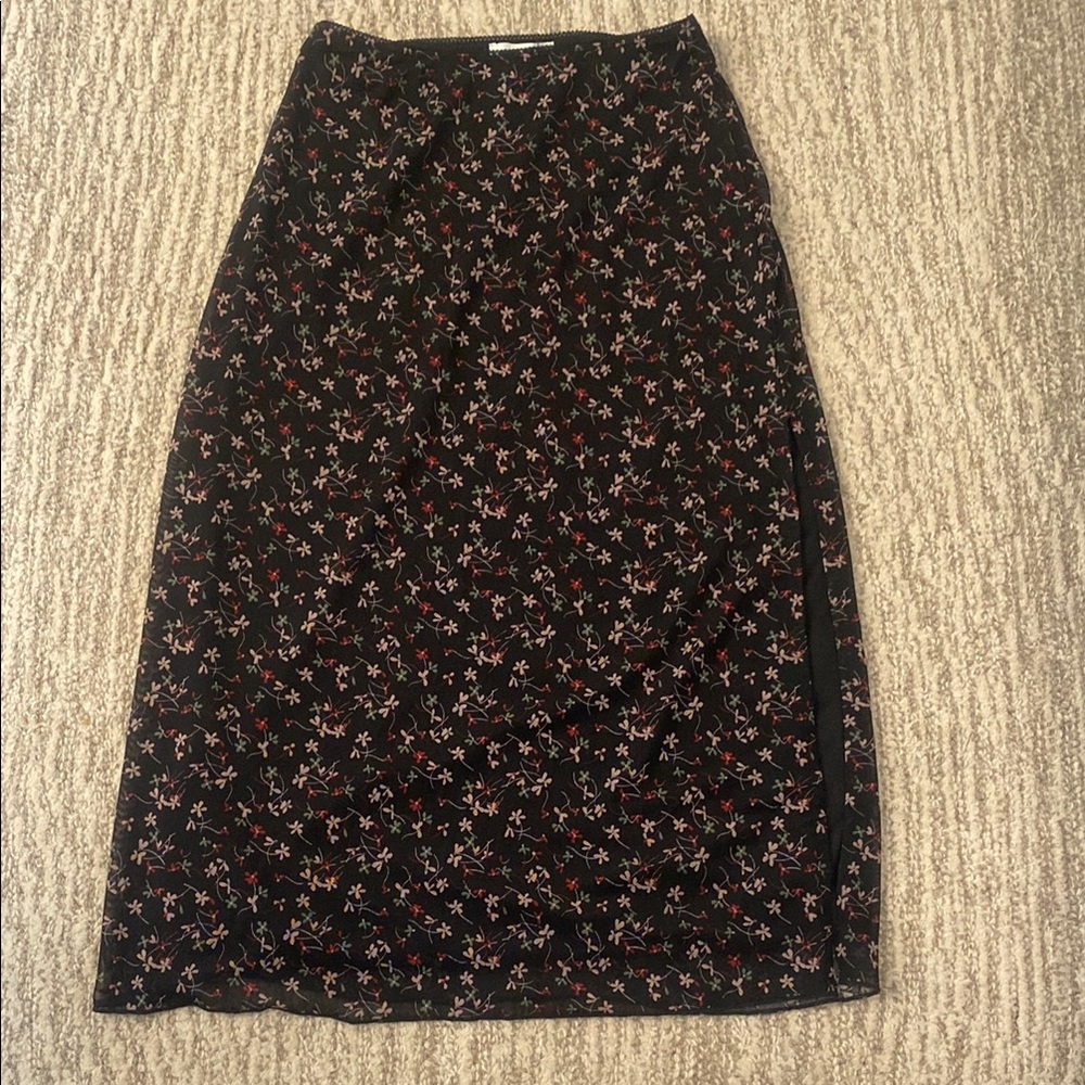 Floral Black Skirt